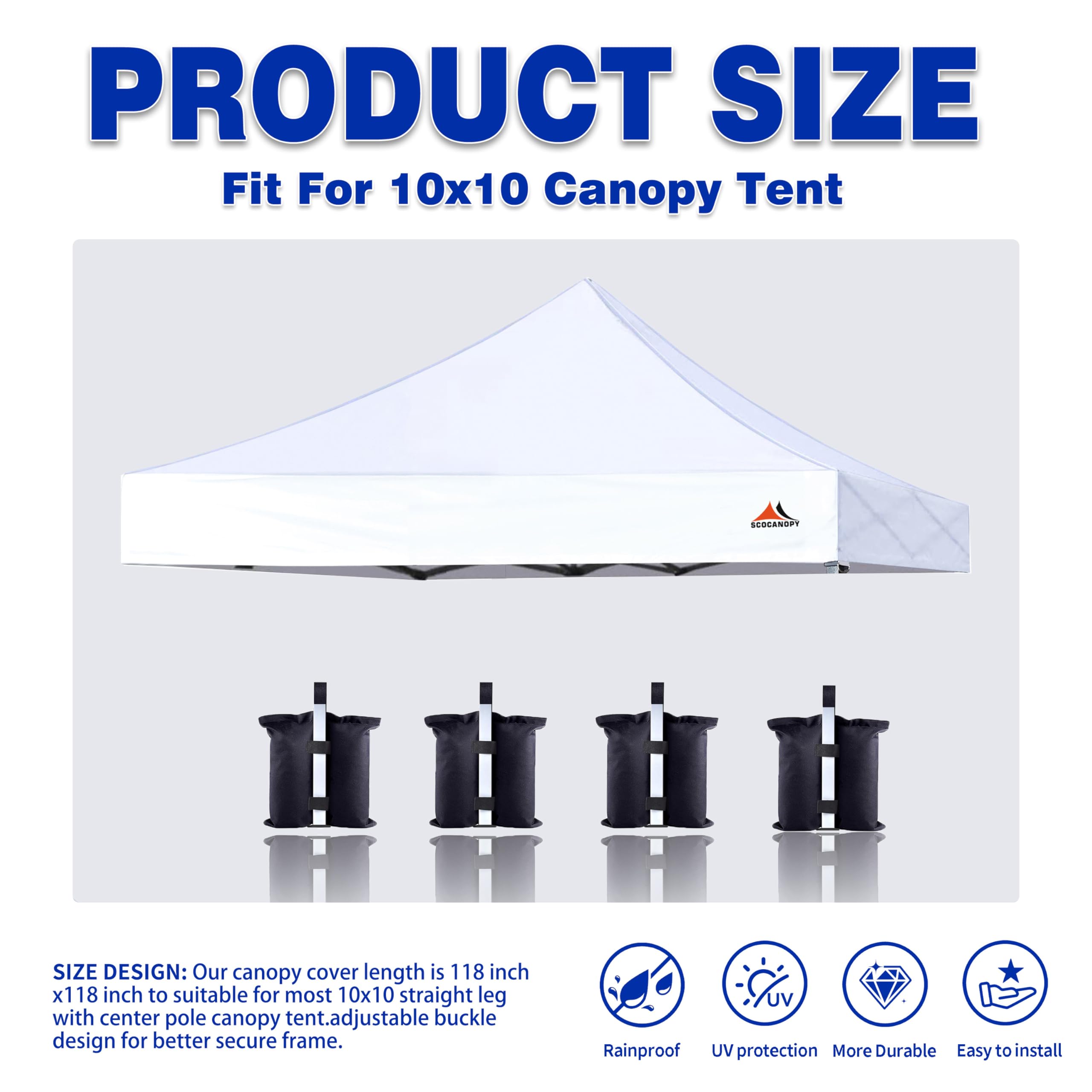 SCOCANOPY bonus weight bags included to stabilize the canopy during windy days