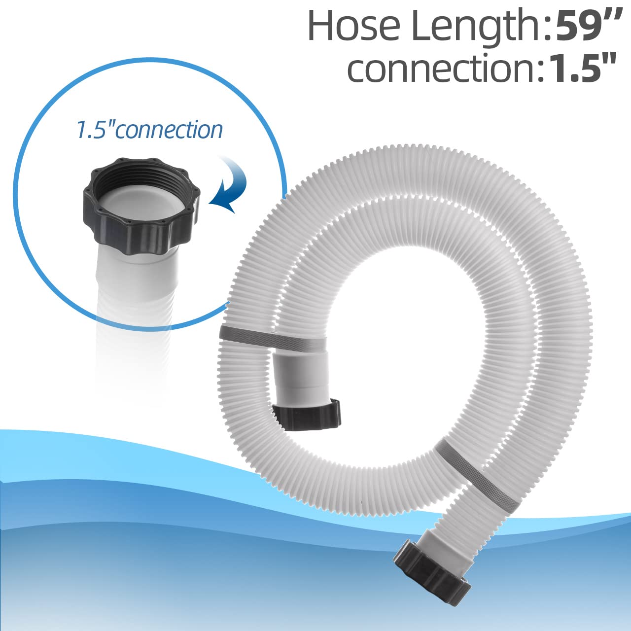 Sconva 1.5in pool hose with knob connection for quick installs