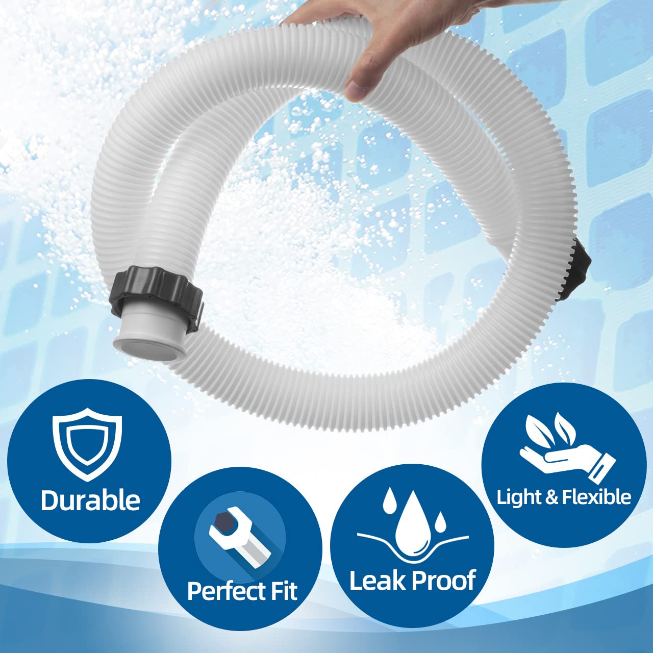 Sconva hose beside a sand filter illustrating easy replacement