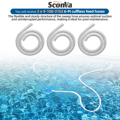 Sconva 9-100-3102 6ft white hose for inground pools ensuring reliable suction