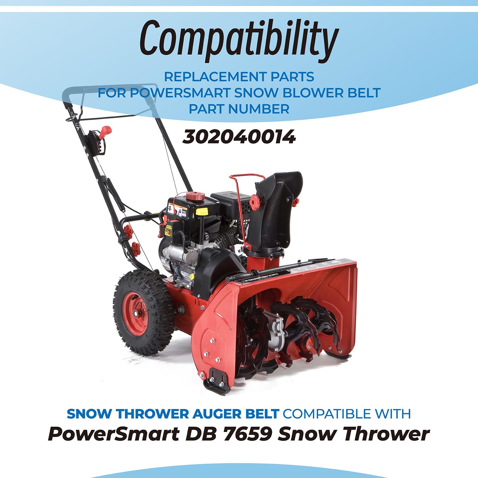 Sconva snow thrower belt 302040014—ensures reliable engagement in heavy snow.