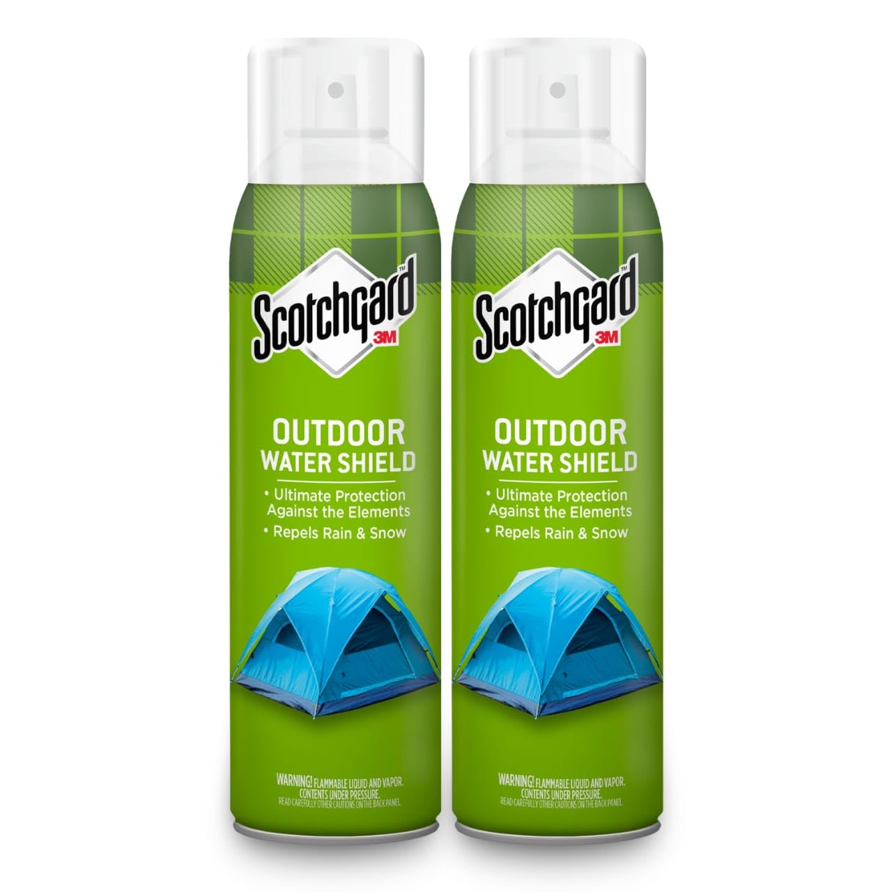 Scotchgard Heavy Duty Water Shield two cans ready for outdoor fabric protection.