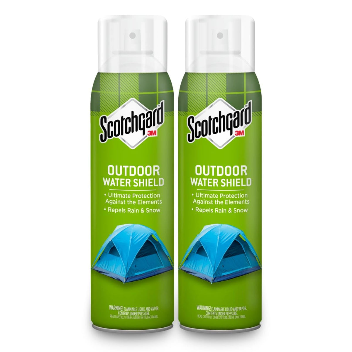 Scotchgard Heavy Duty Water Shield two cans ready for outdoor fabric protection.