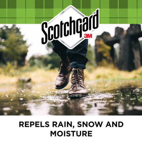 Scotchgard Water Shield on backpack preserves fabric against splashes.