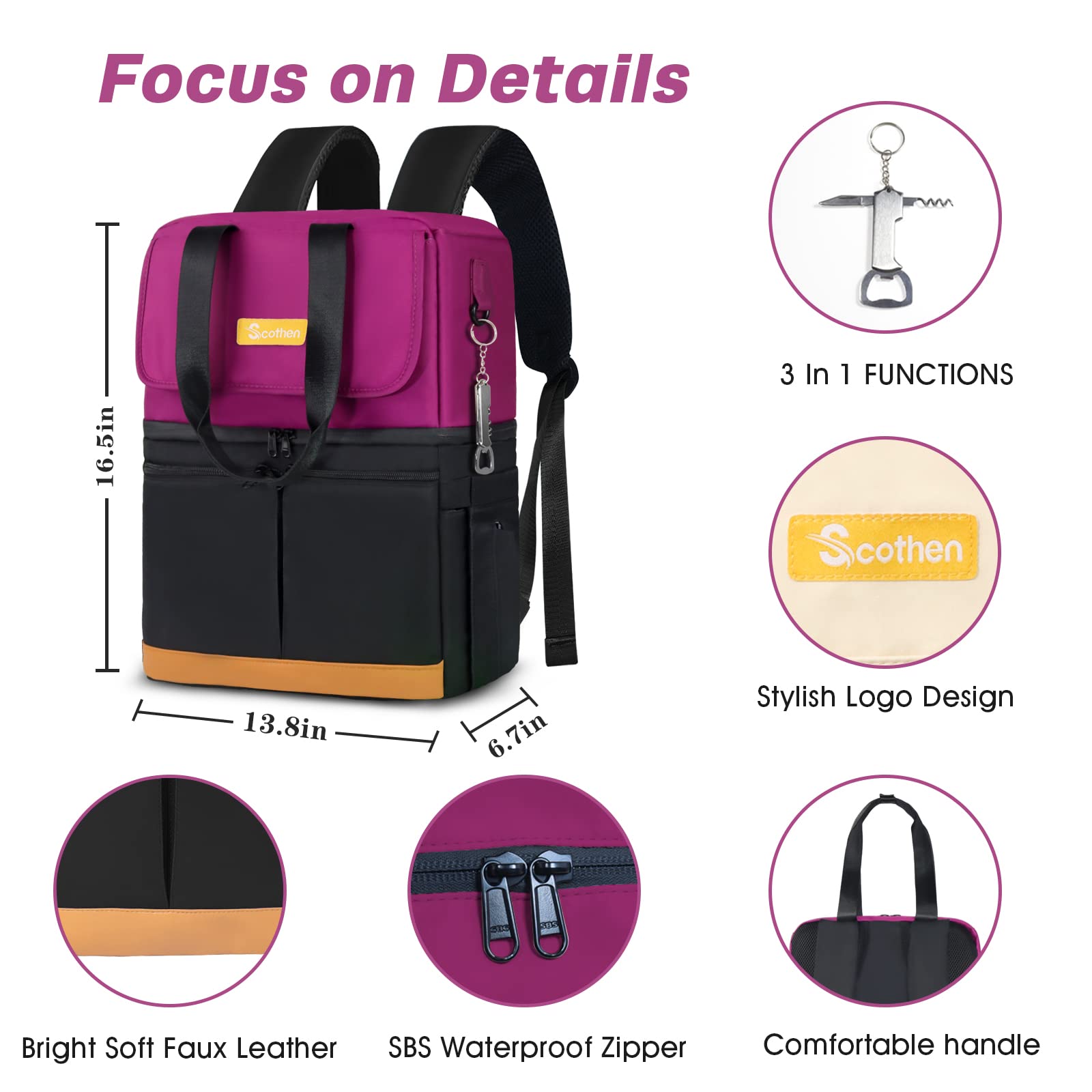 Large capacity with multiple pockets for bottles, snacks, and essentials.
