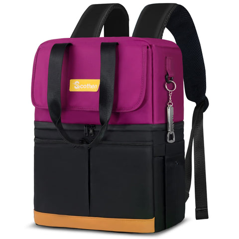 Scothen backpack cooler with double-decker layout for organized storage.