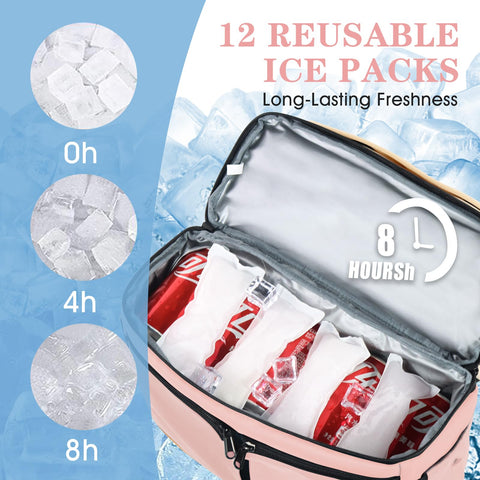 Scothen ice packs keep beverages chilled for hours in a portable cooler.