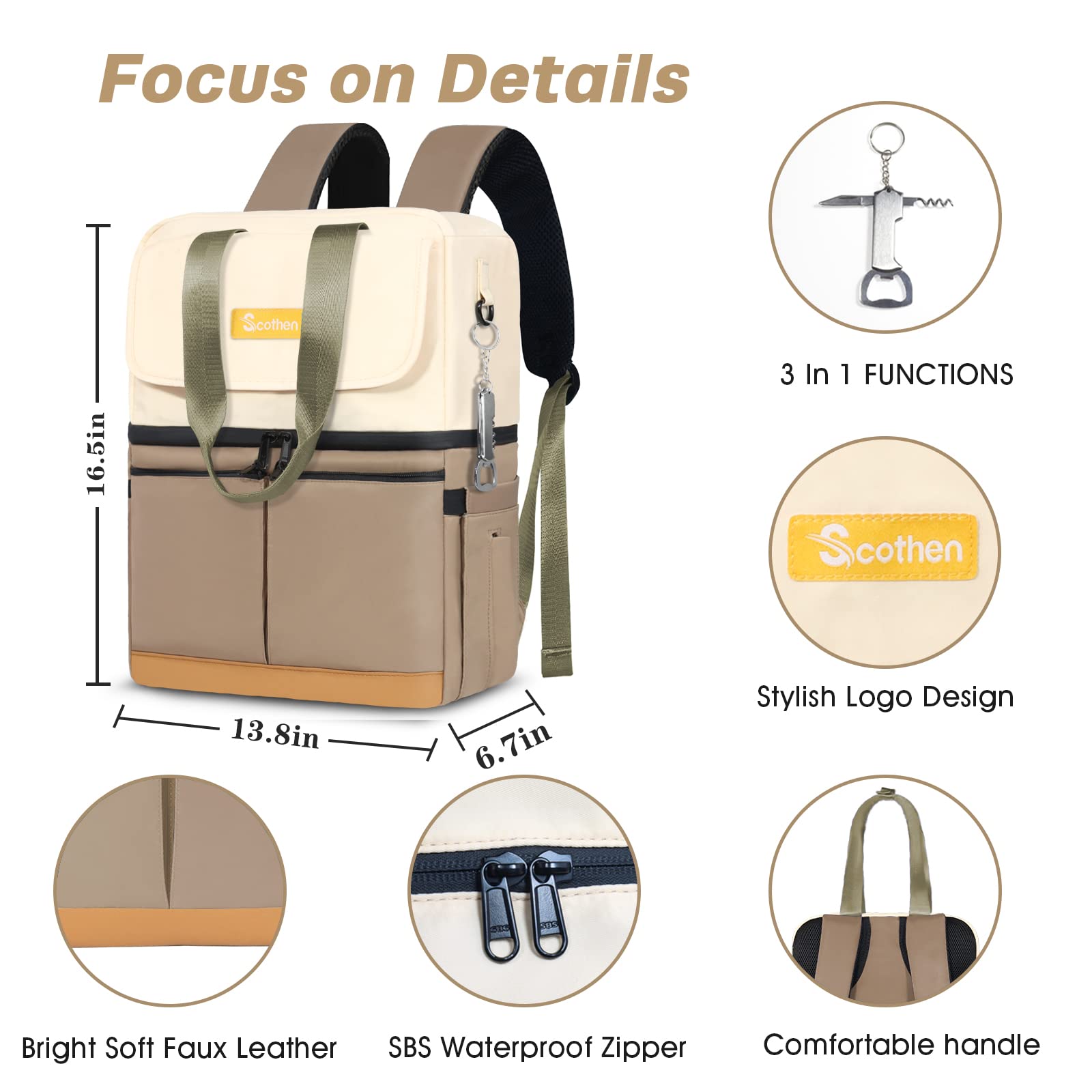 Scothen stylish ice chest backpack doubles as a chic tote.