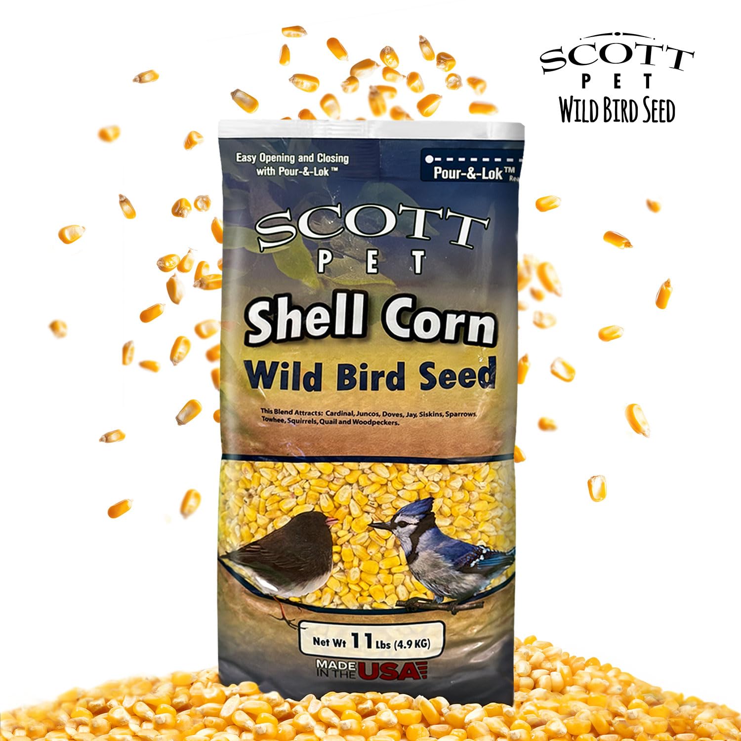 Scott Pet Shelled Corn is packaged in Rockville Indiana, USA.