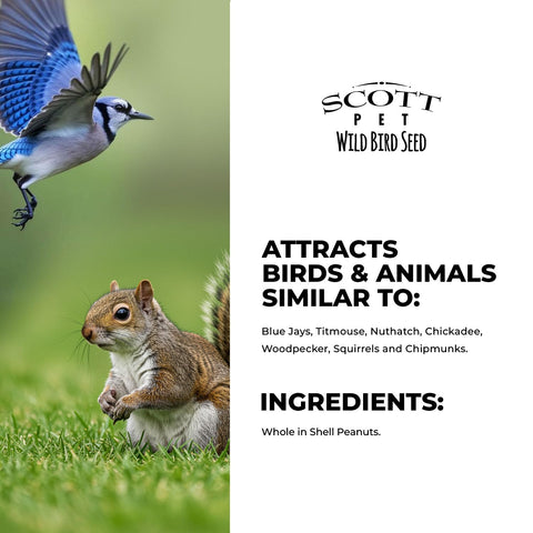 Scott Pet Wild Bird Seed packaging demonstrates Pour-&-Lok freshness and easy storage