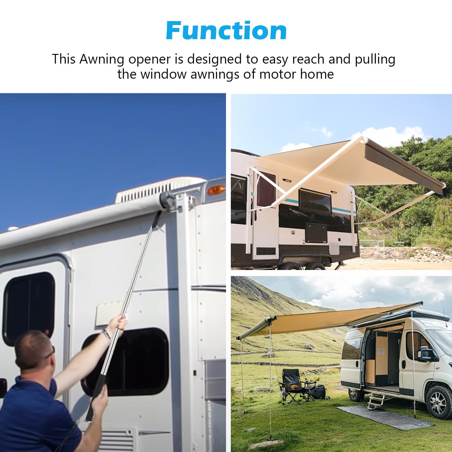 Scottchen PRO extendable tool in use during RV setup.