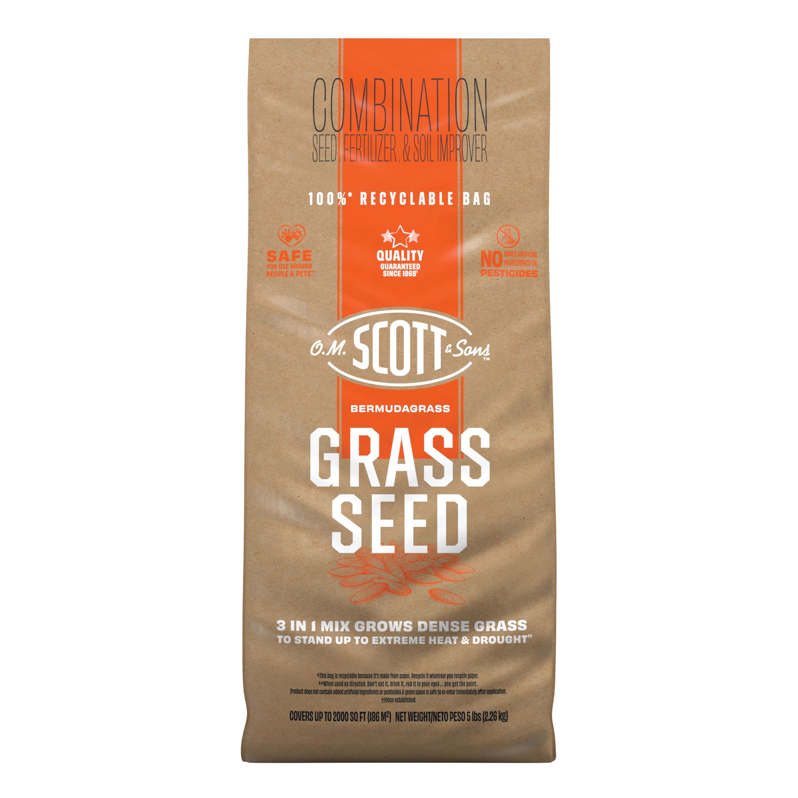 Scotts Bermudagrass seed bag close-up for lush lawn preparation