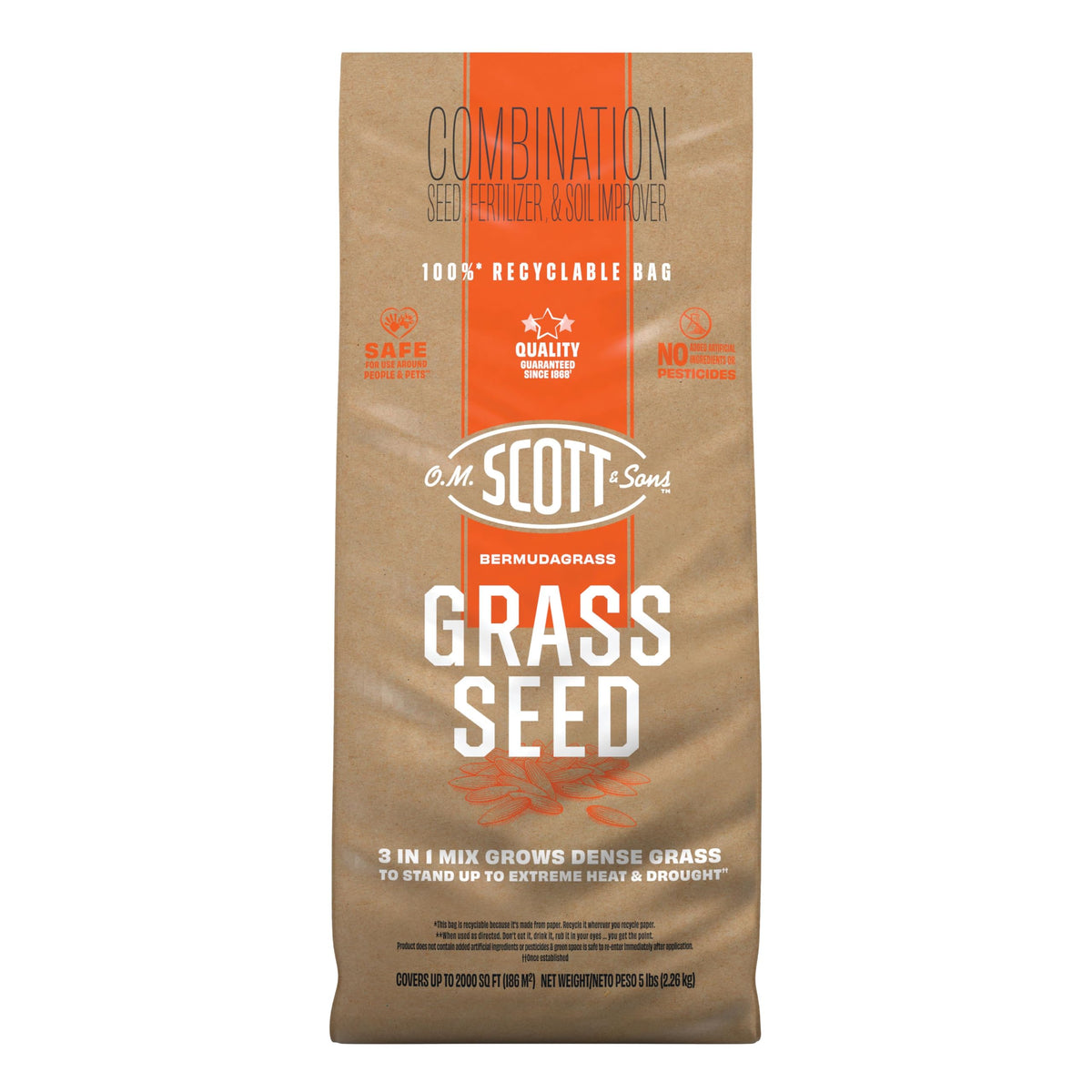 Scotts Bermudagrass seed bag close-up for lush lawn preparation