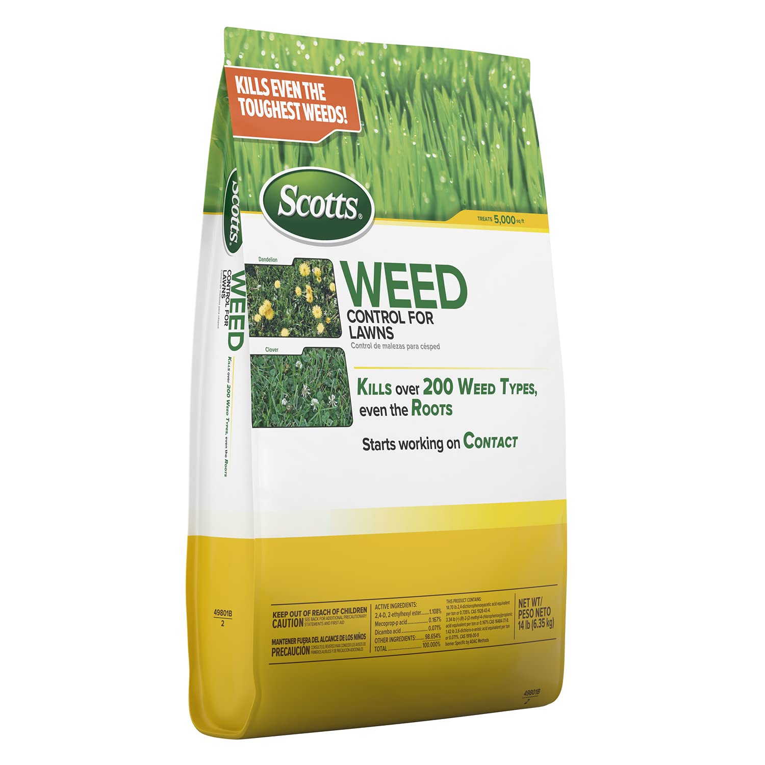 Coverage reaches up to 5,000 sq ft per 14 lb bag.