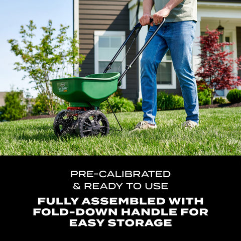 Scotts EdgeGuard directs product to lawn, reducing waste on hardscapes.