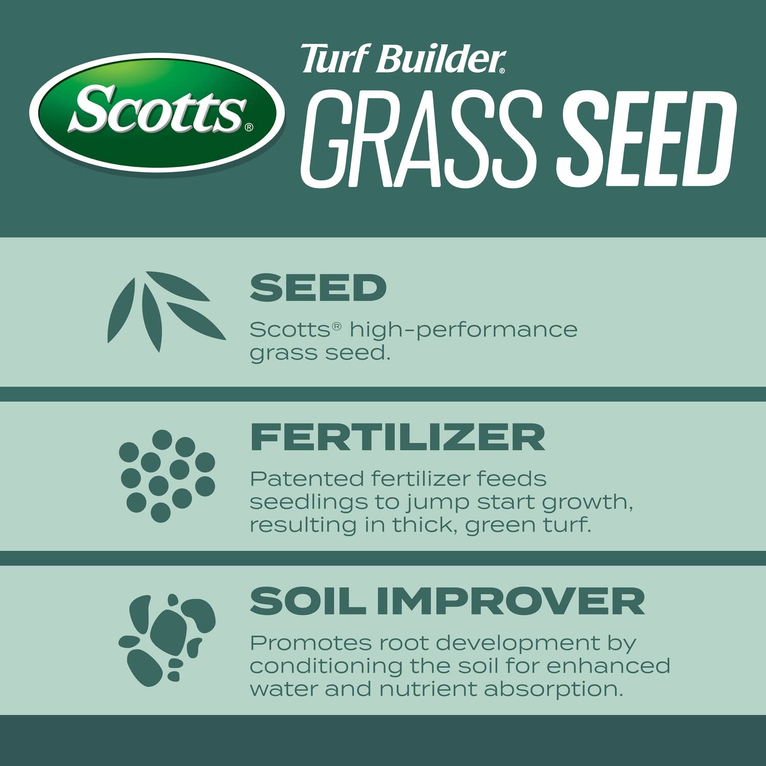 Scotts Dense Shade Seed granules close-up highlighting root-building nutrition.