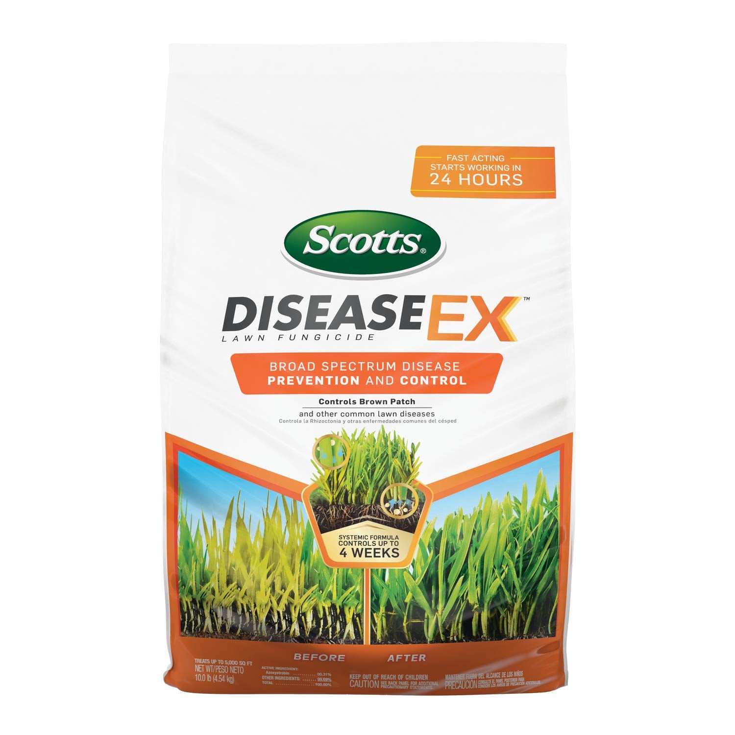 Scotts DiseaseEx disease-prevention graphic illustrating protected lawn areas.
