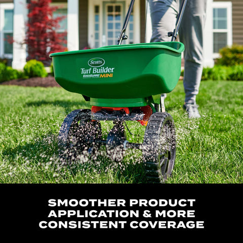 Scotts dual-bladed agitator ensures smooth product funneling for consistent coverage.