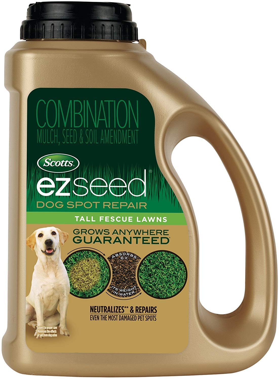 Scotts EZ Seed Dog Spot Repair bottle with tall fescue seed for recovery