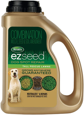 Scotts EZ Seed Dog Spot Repair bottle with tall fescue seed for recovery