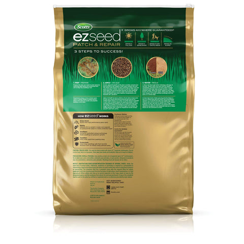 Scotts EZ Seed Patch & Repair with controlled-release fertilizer for steady nutrition.