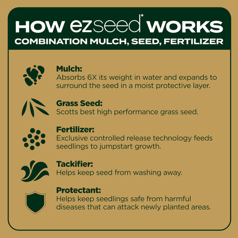 Scotts EZ Seed covers up to 85 sq ft, simplifying repair.