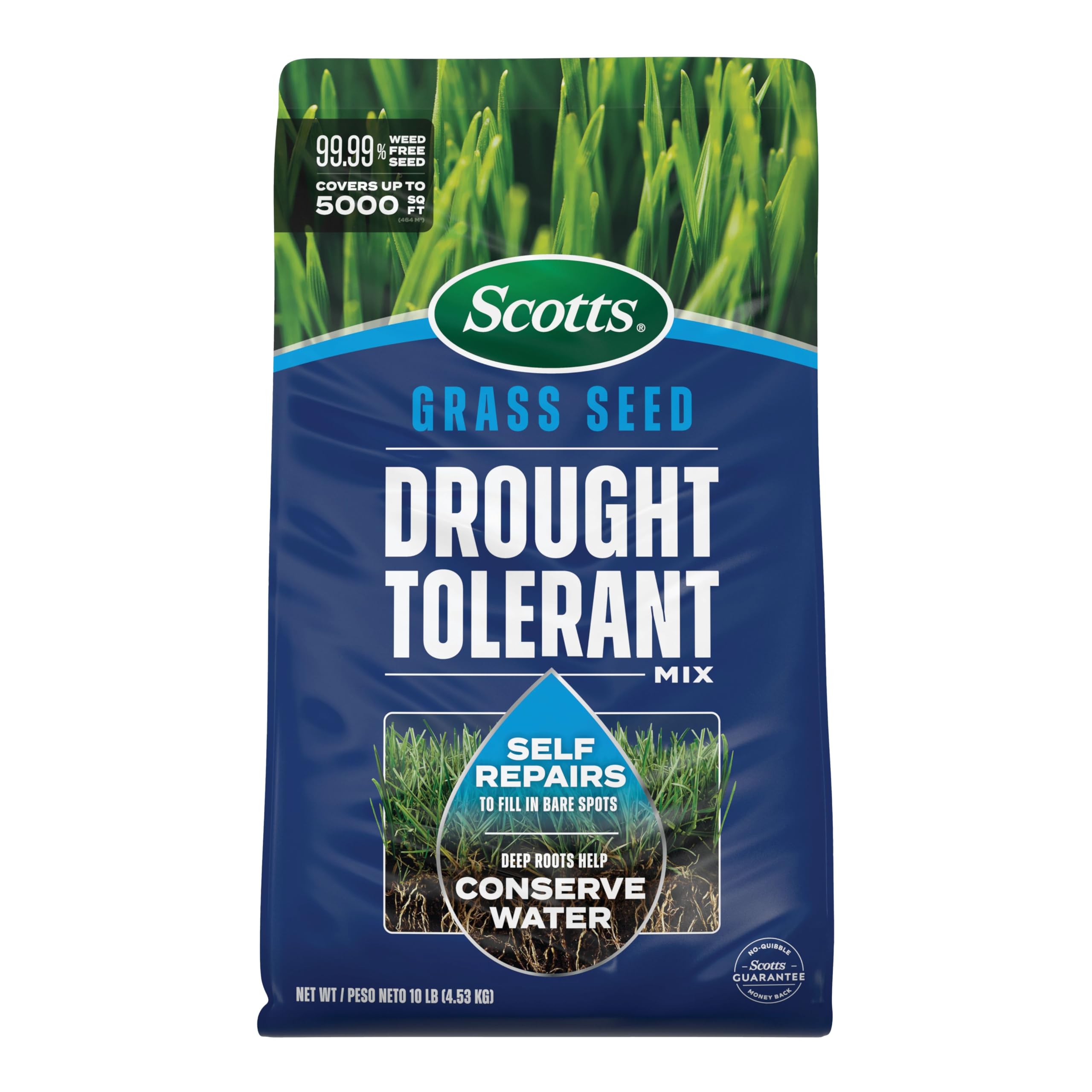 Scotts Grass Seed Drought Tolerant Mix bag ready for planting to start a resilient lawn