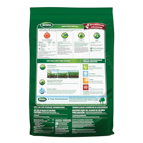 Scotts Green Max back label highlights iron content and coverage details for lawns