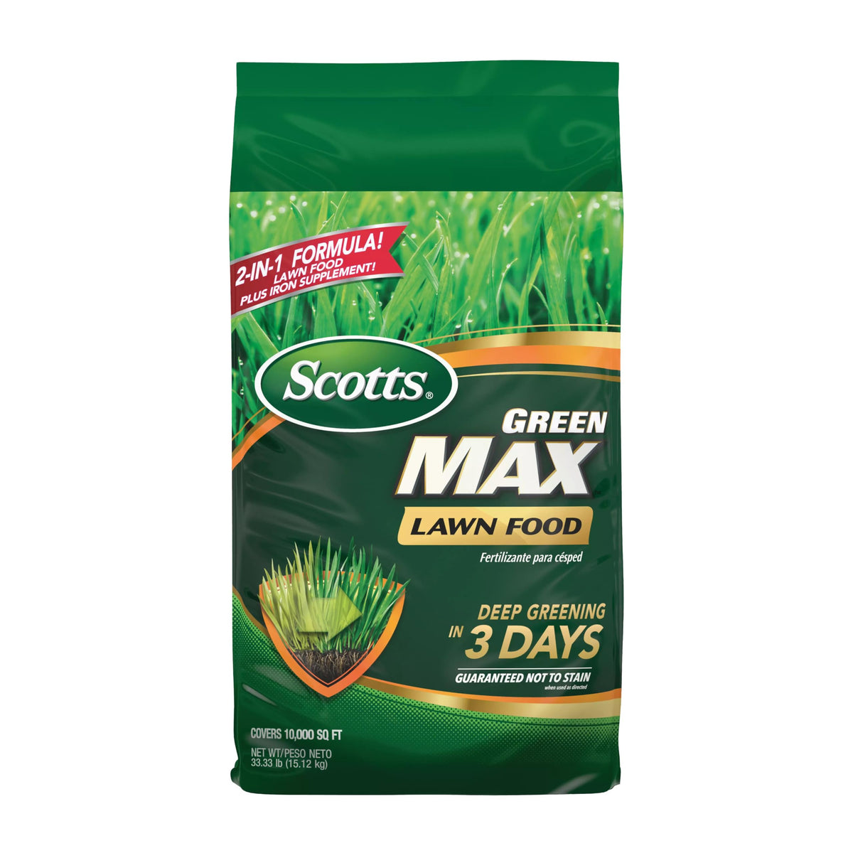 Scotts Green Max lawn food bag ready for safe lawn feeding