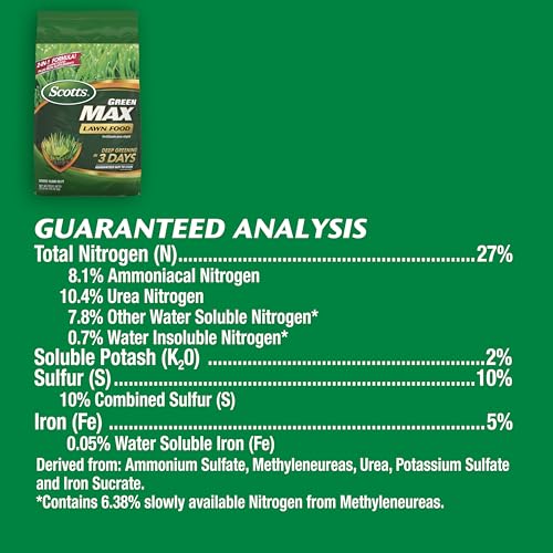 Scotts Green Max spreader applying fertilizer for even coverage