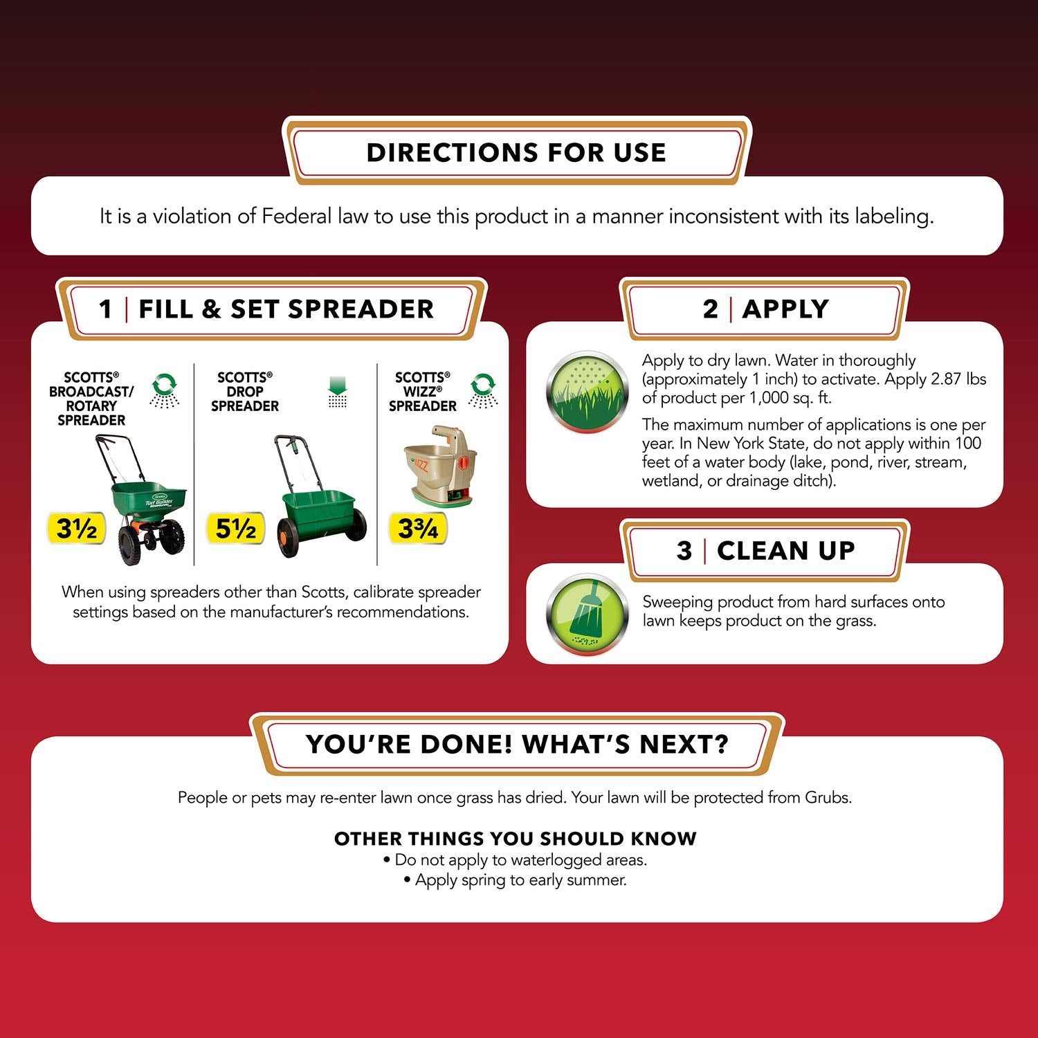 Scotts GrubEx1 spreader-ready granules shown for easy application