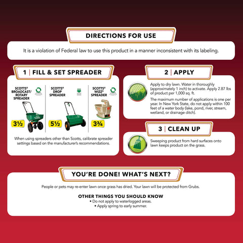 Scotts GrubEx1 spreader-ready granules shown for easy application