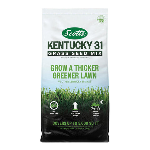 Scotts Kentucky 31 seed mix bag showing durable blend for a lush lawn