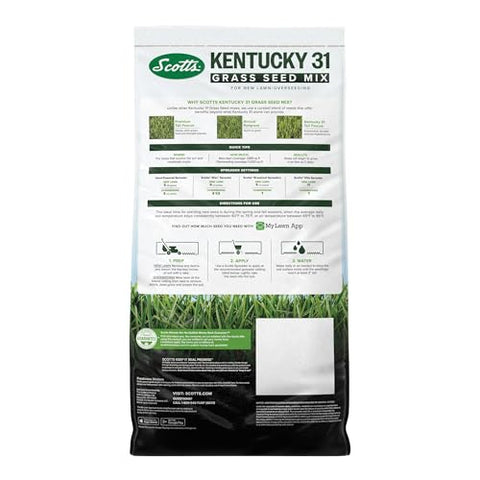 Scotts Kentucky 31 seed mix supports full sun and moderate shade