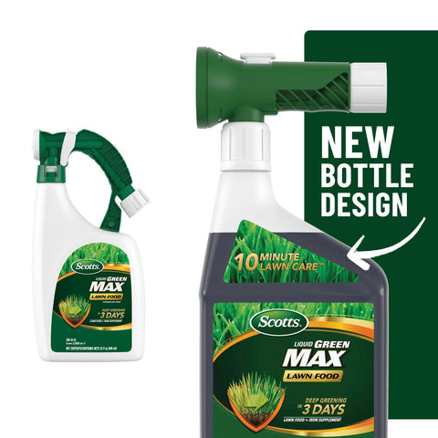 Scotts Liquid Green Max connected to hose with switch for easy spray application.