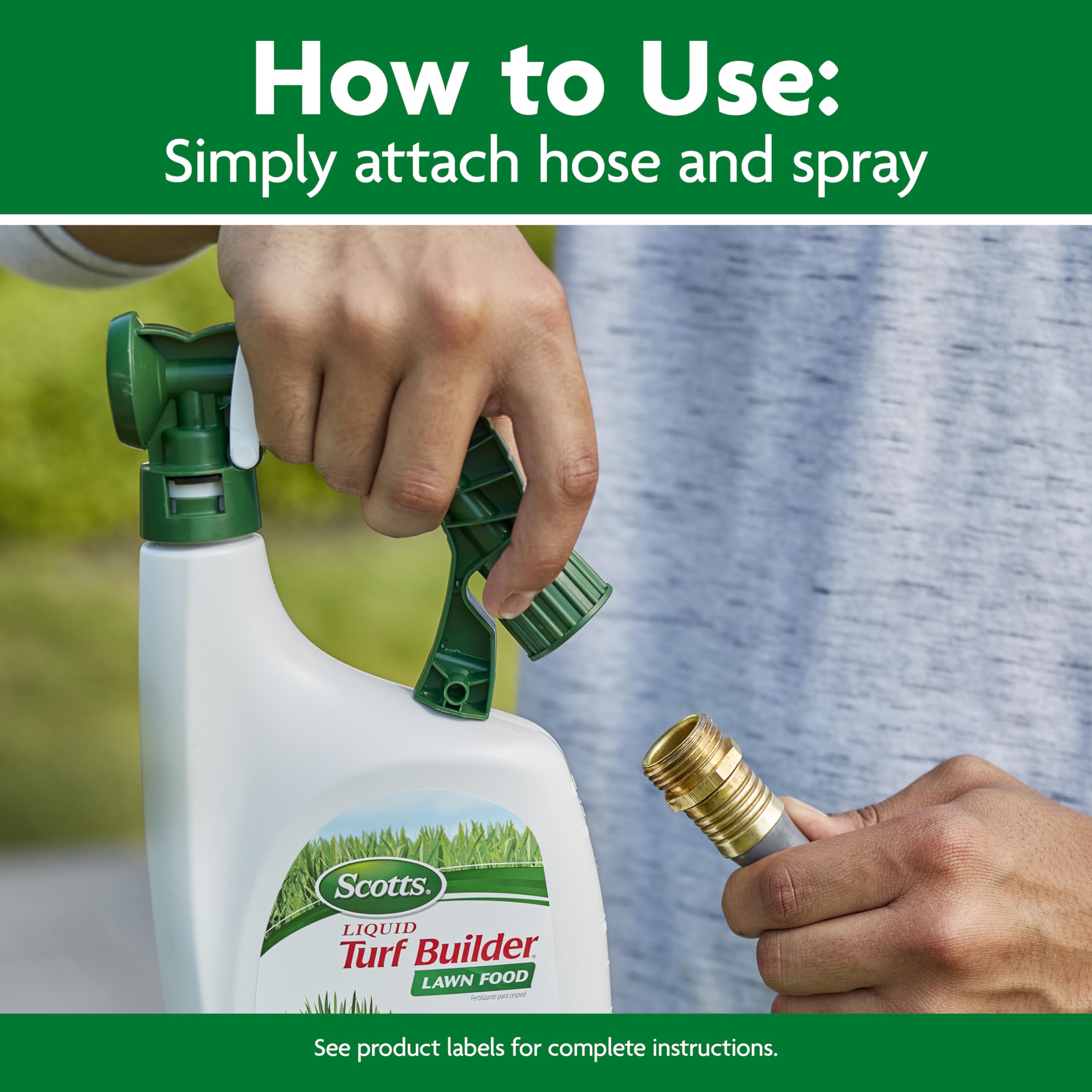 Scotts Liquid Green Max Lawn Food spray in action on a green lawn