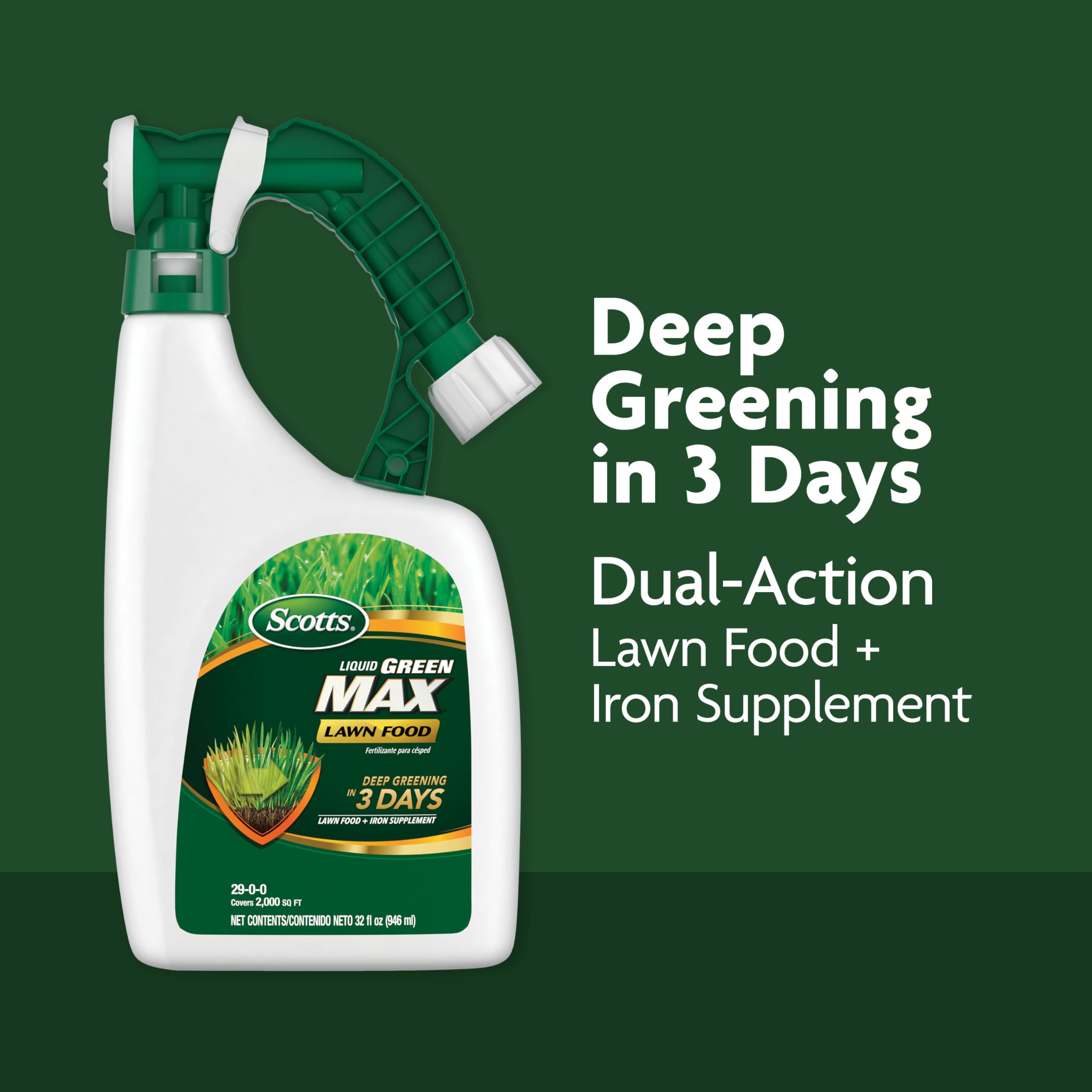 Scotts Liquid Turf Builder Plus 2 Weed Control spray head in use