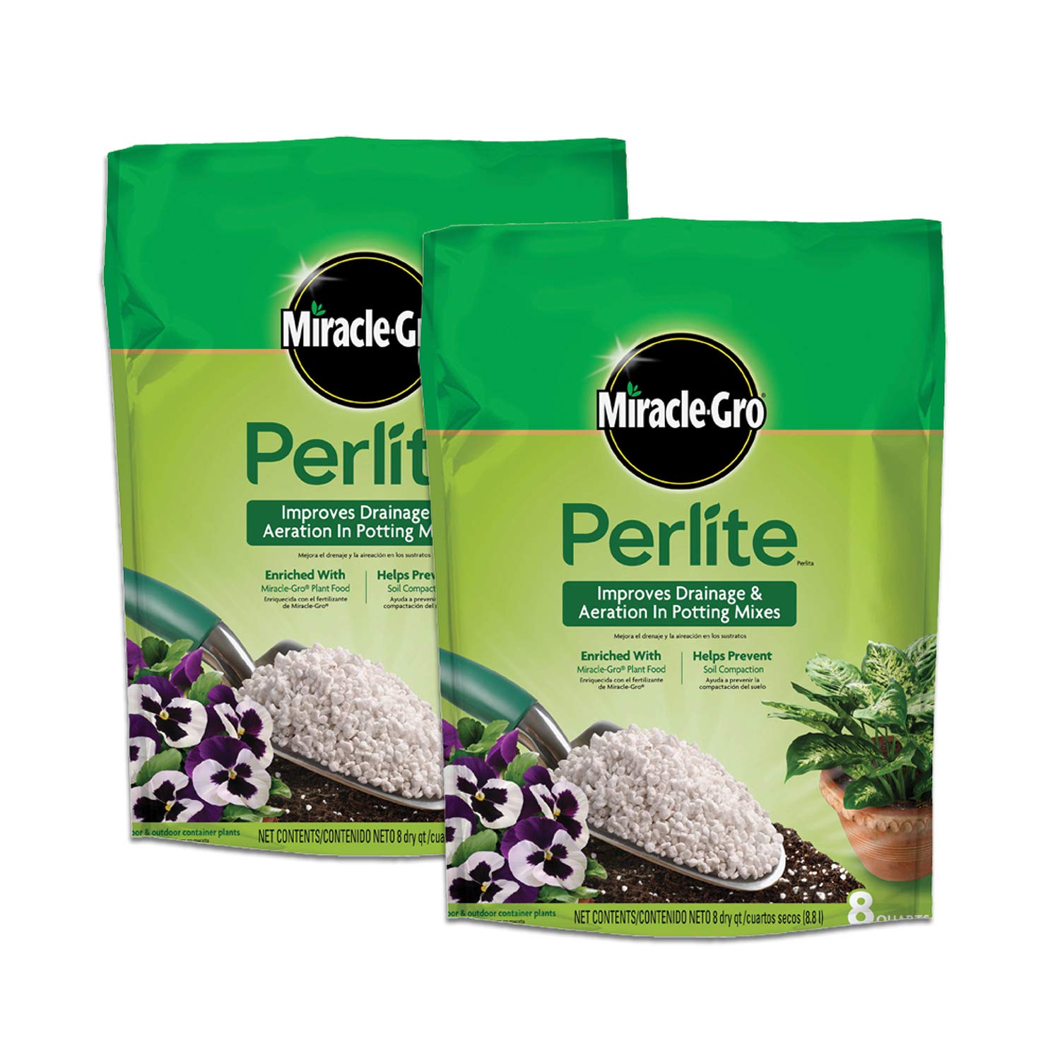 Scotts Miracle-Gro Perlite bag front demonstrates enriched formula for better drainage.