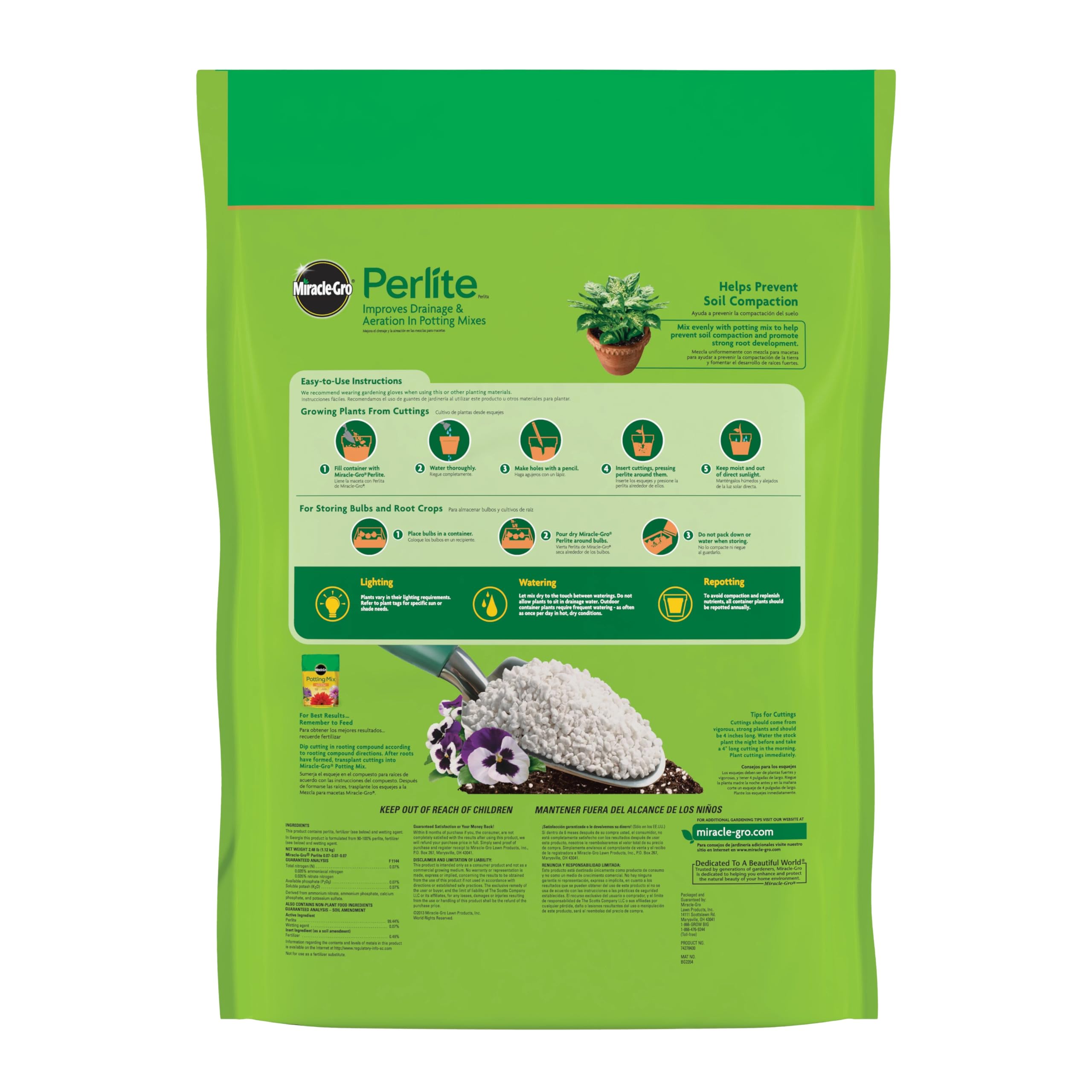 Scotts Miracle-Gro Perlite provides lightweight growing media for containers
