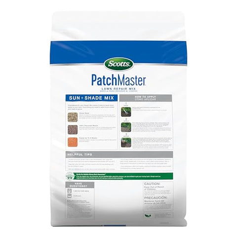 Scotts PatchMaster mulch layer illustrates moisture absorption in recycled mulch.