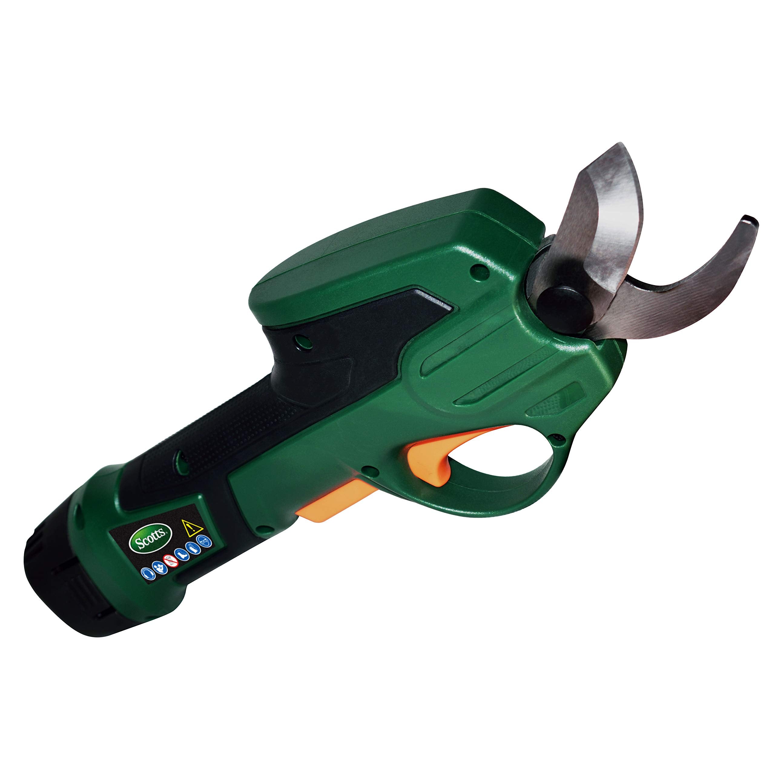 Scotts PR17215S pruner with built-in battery and charger enables cordless pruning.