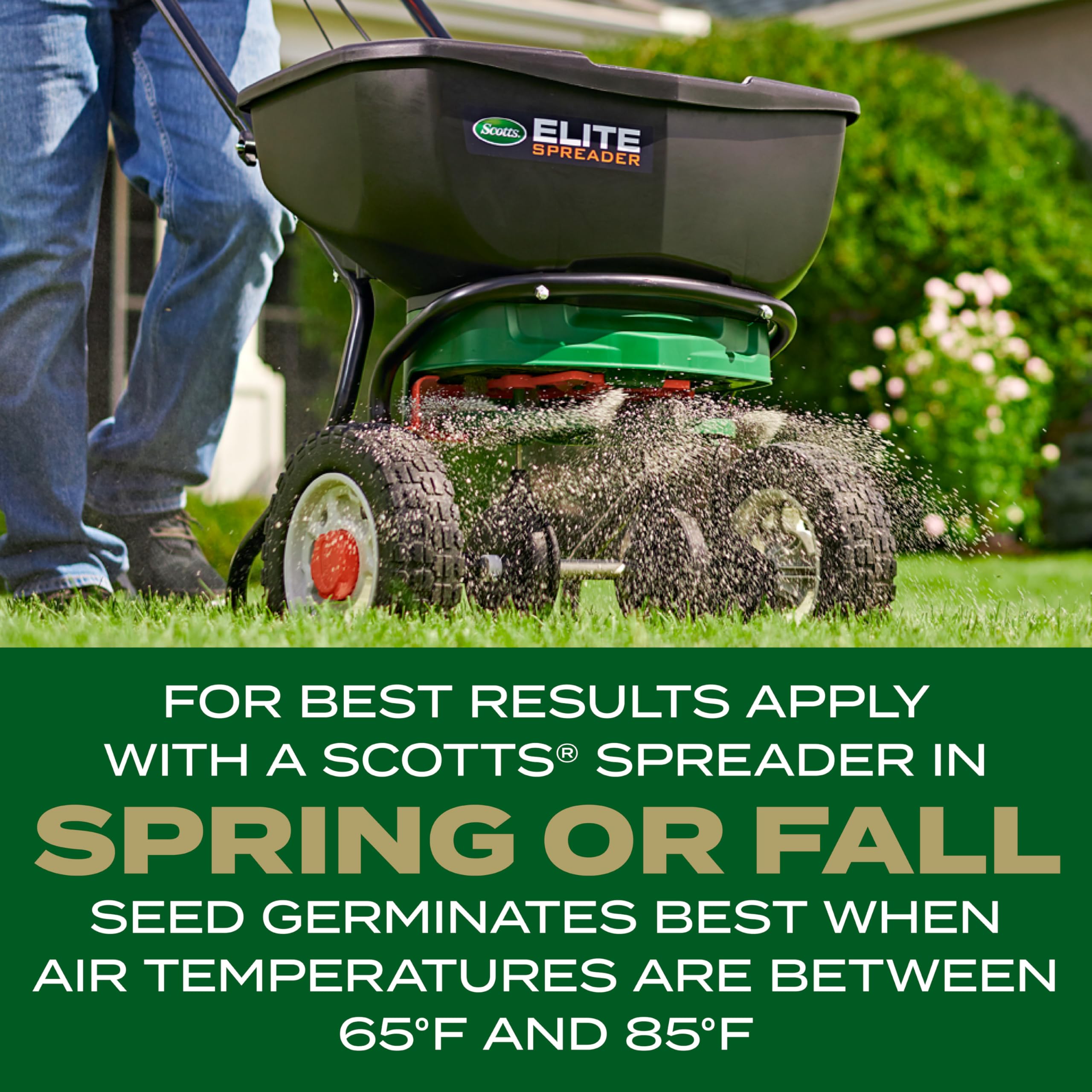 Scotts spreader-ready mix boosts lawn coverage in large areas.
