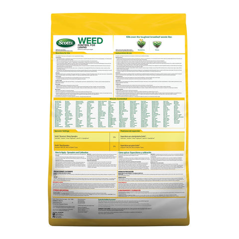 The recommended spreader setting ensures even distribution of Scotts Weed Control.