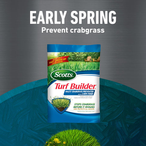 Front view of the Scotts Turf Builder four-bag bundle box.