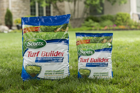 Lawn care showing coverage capability of 15,000 sq ft per bag.
