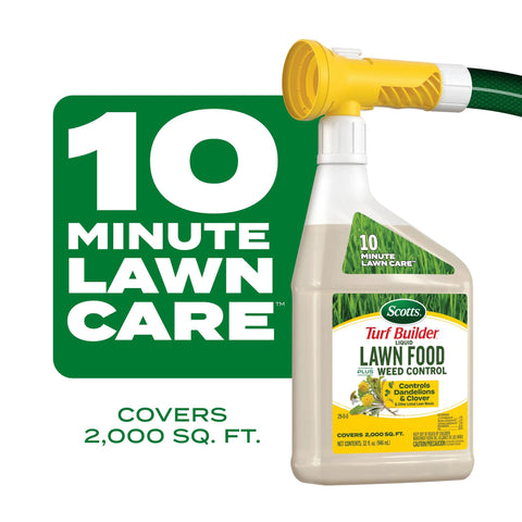 Diagram shows up to 2,000 sq ft coverage for lawn care.