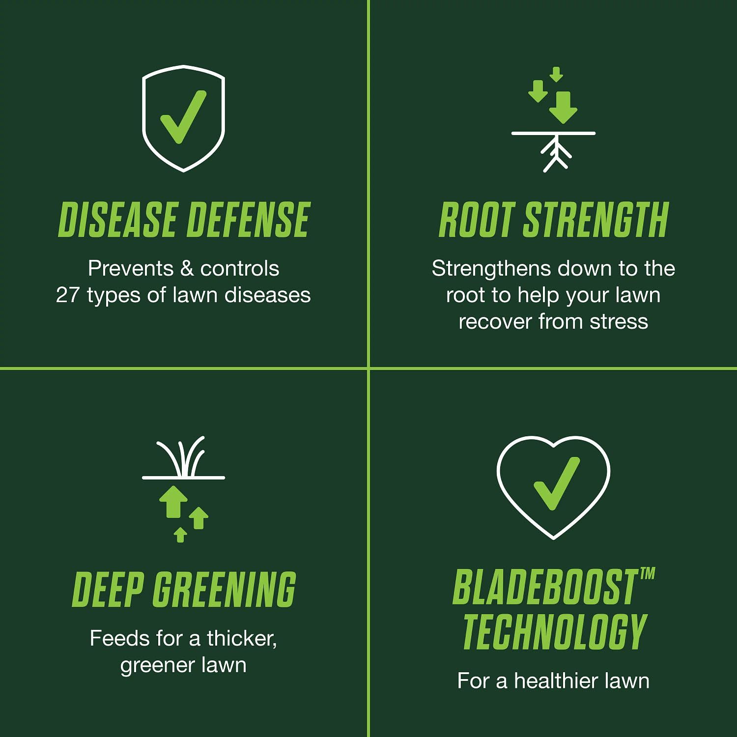 Scotts Turf Builder Healthy Plus 4,000 sq ft coverage graphic for lawn-wide protection.