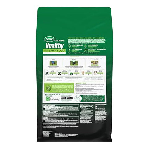 Scotts Turf Builder Healthy Plus spreader-ready application for even lawn coverage