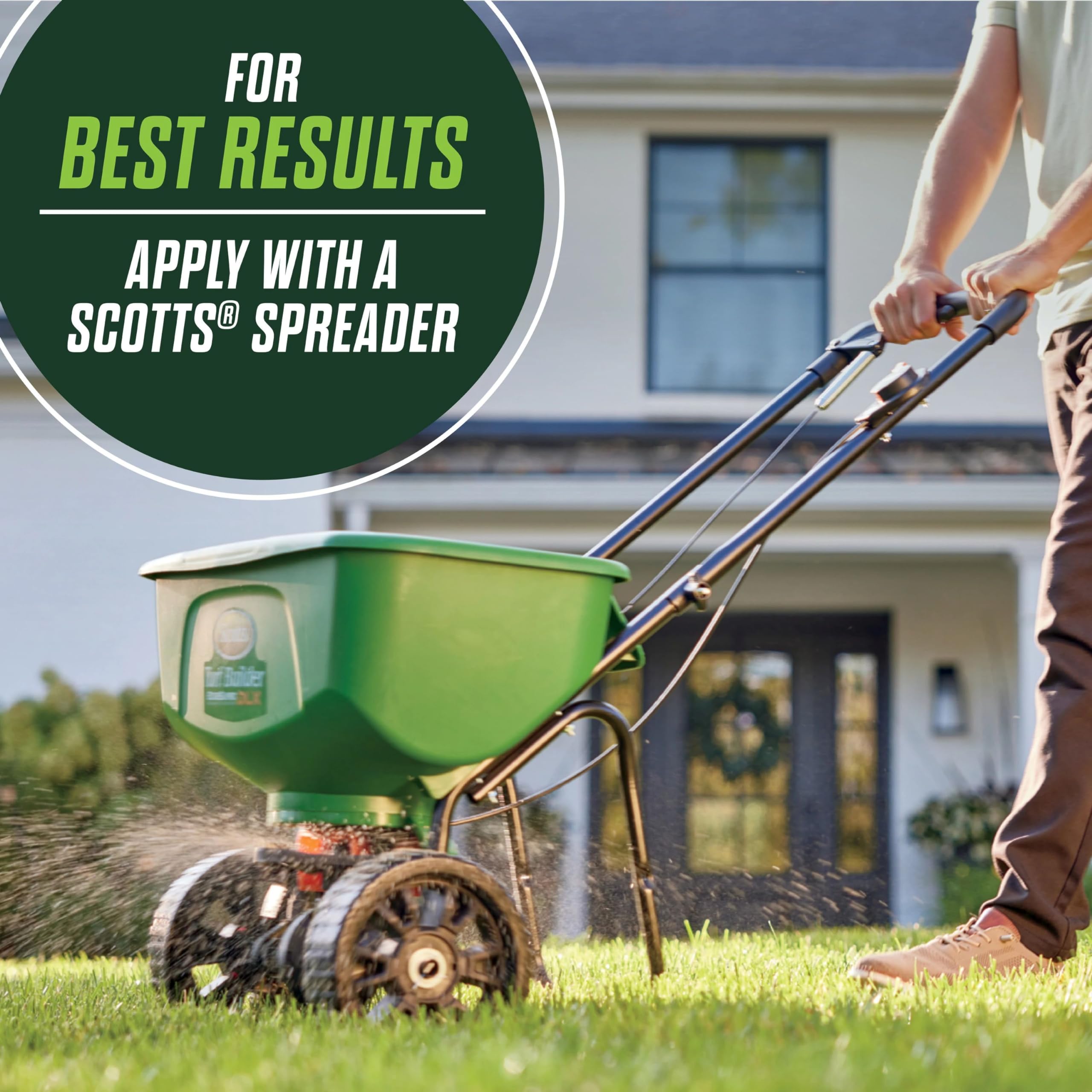 Scotts Turf Builder Healthy Plus watering after application demonstrates post-care steps.