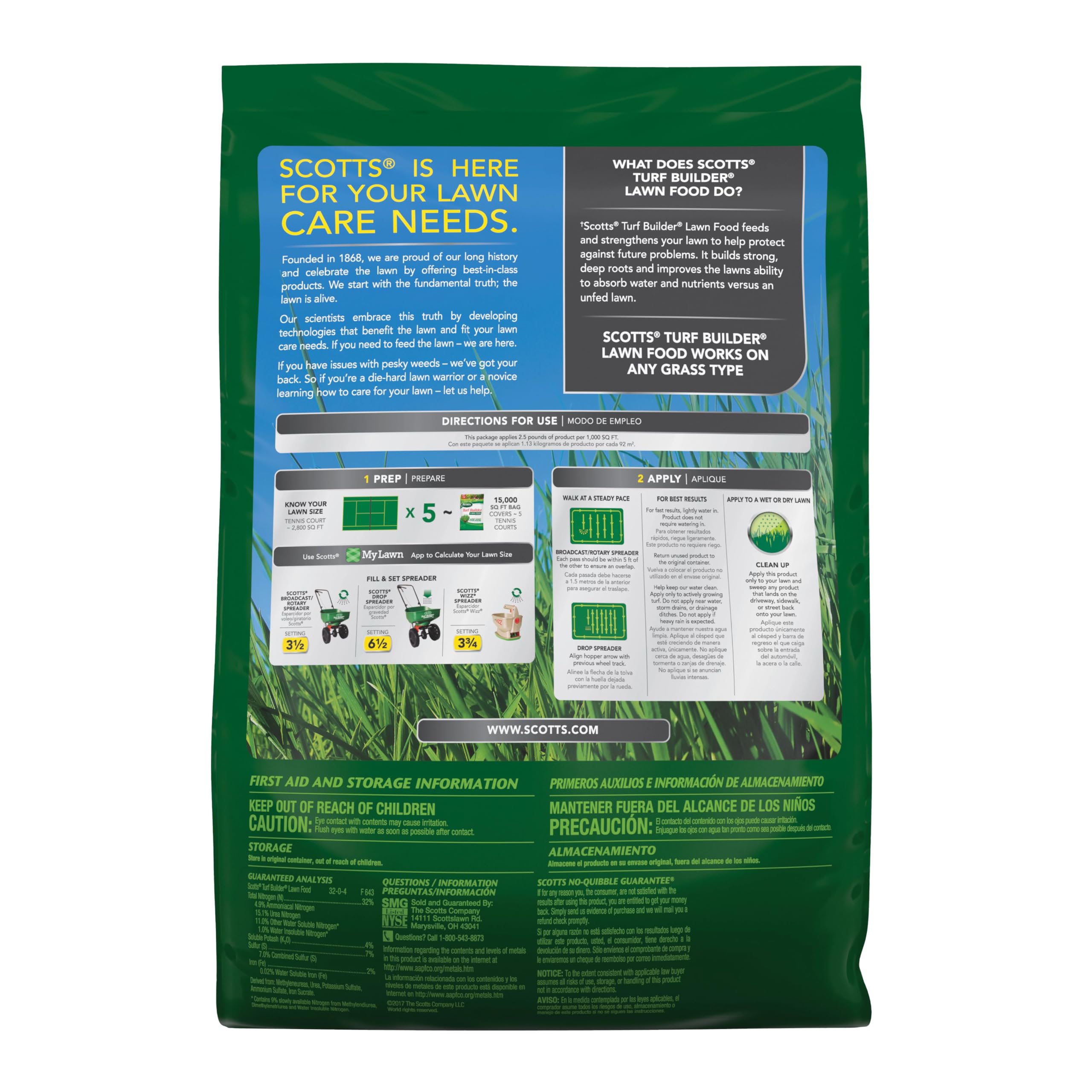 Drop spreader setting 6.5 ensures proper coverage across yard.